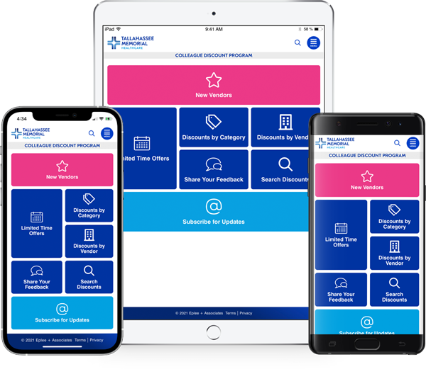 Tallahassee Memorial HealthCare Colleague Discount Program Mobile App Screenshots